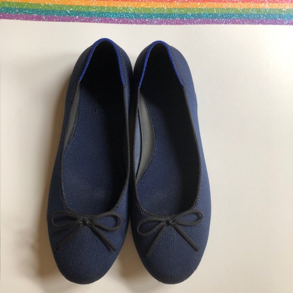 ROTHYS Ballet Flat Blue Bow Rounded Toe Preloved Size 8.5
